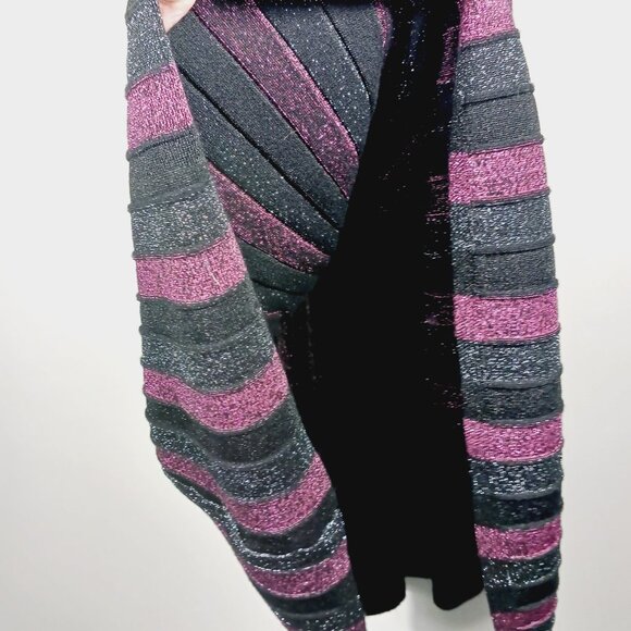 Nannette Lapore NWT Knit Pleated Sparkle Midi Skirt, Lerouge/Silver/Black, Large - Picture 13 of 16